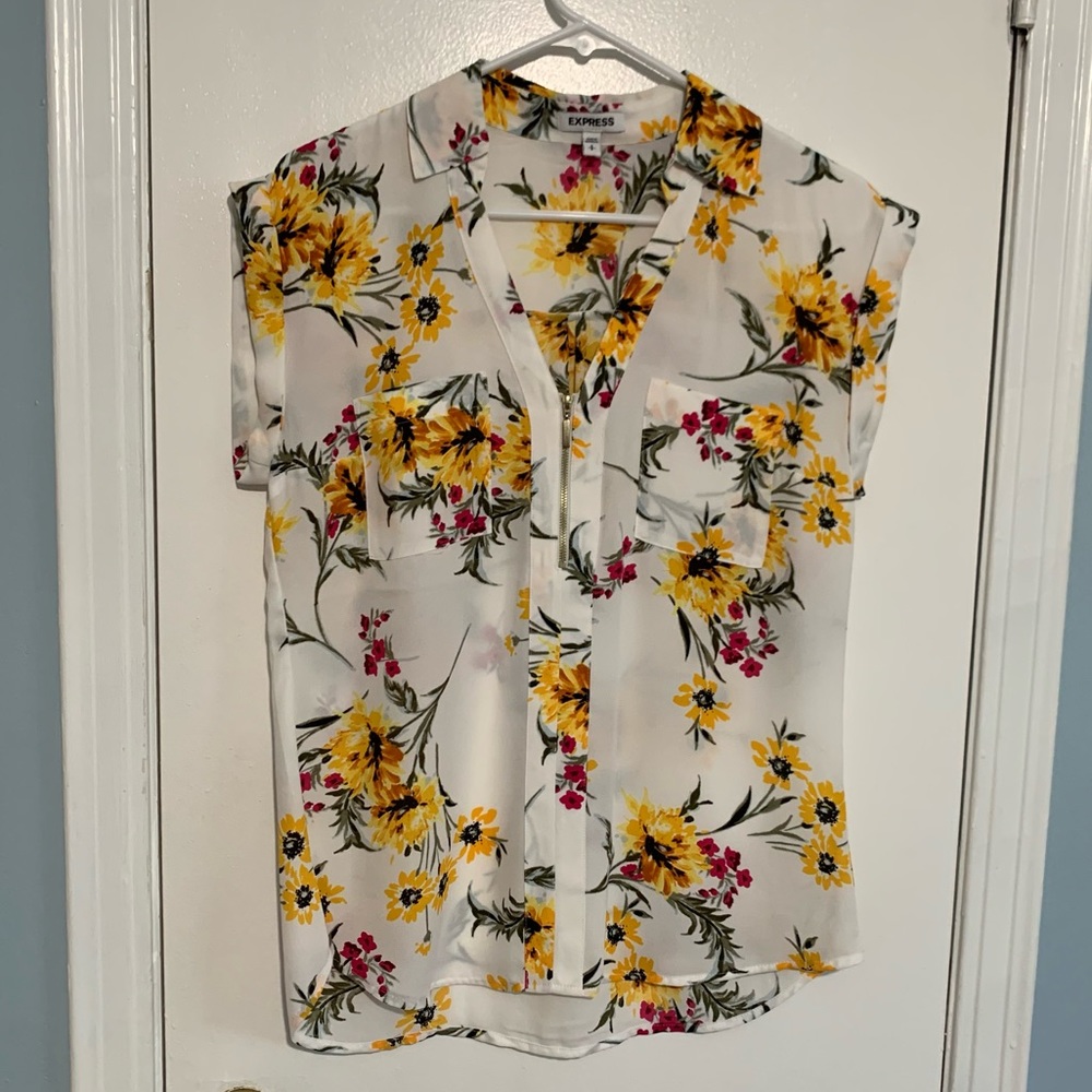 Express floral cap sleeve shirt, Small, worn once